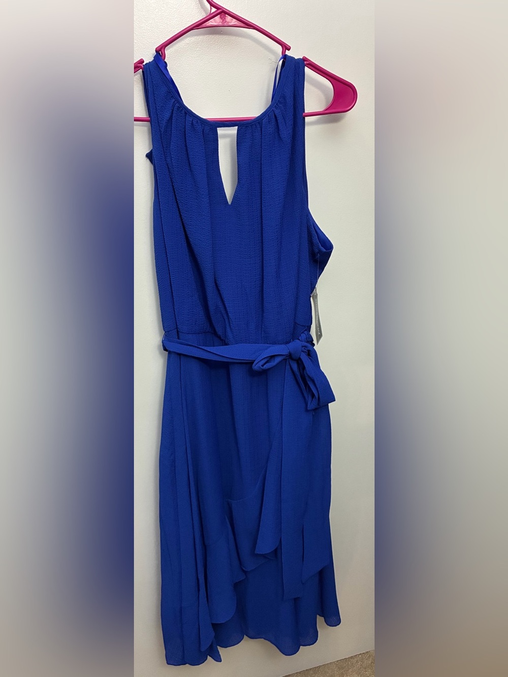 Jessica Howard Royal Blue High-Low Sleeveless Dress with Tie Waist